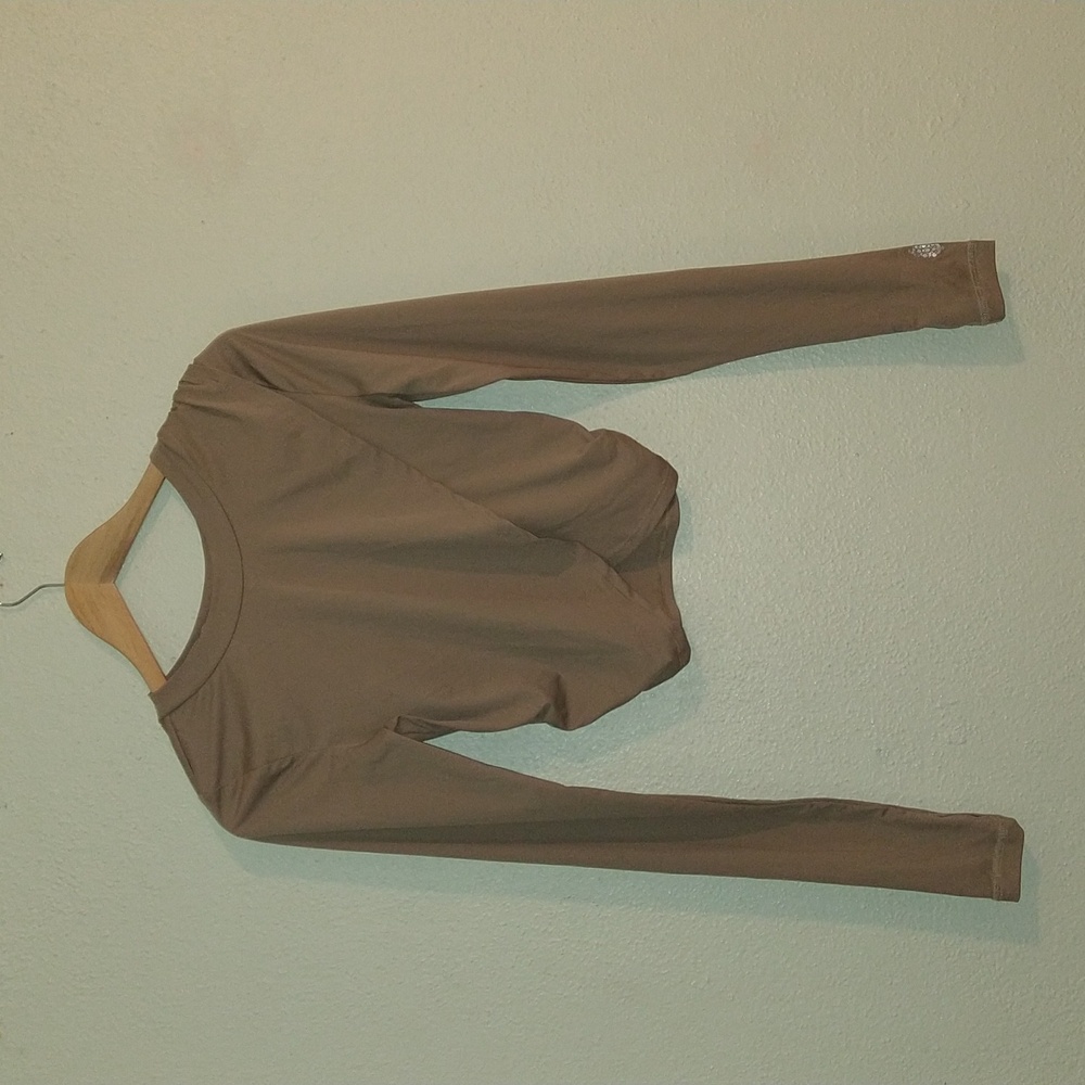 Free People Movement Long Sleeve Crossover Tan Crop Top